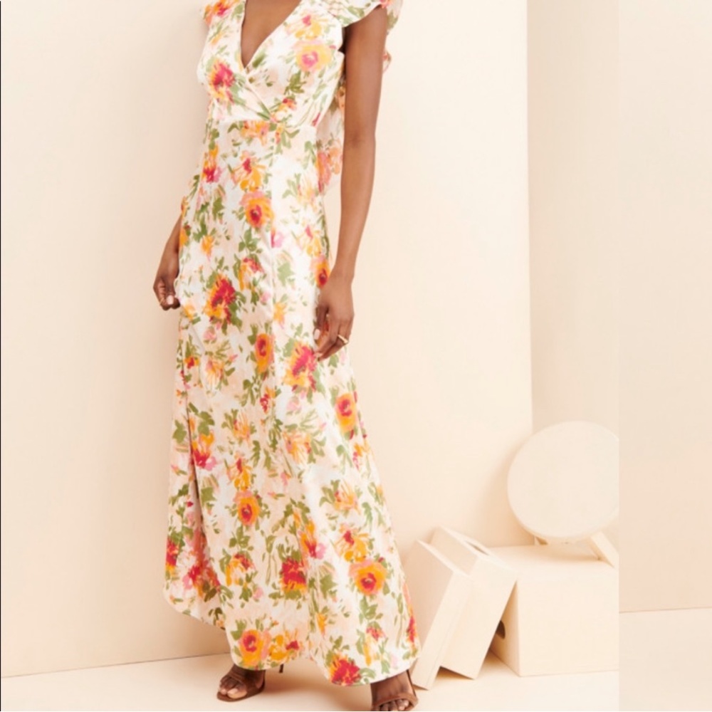 Anthropologie Hutch Ella Floral Open Back Maxi Dress Multicolor Size 2p
